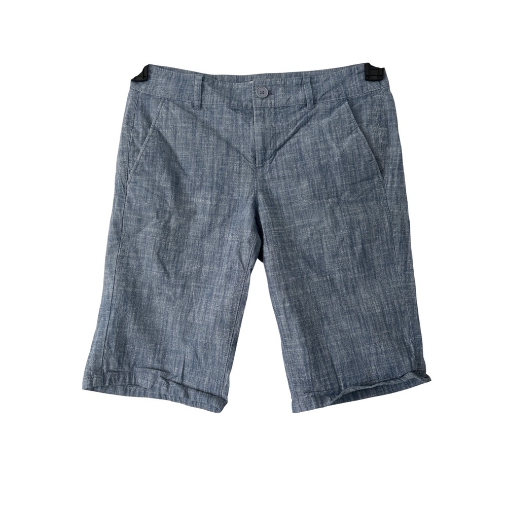 Loft Outlet Womens‎ Blue Bermuda Shorts Cotton Stretch Size 4 Chambray Style